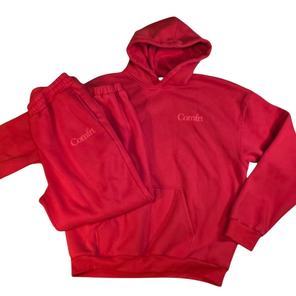 Comfrt Unisex 2XL Hoodie and Sweatpants Set Red Oversized Loungewear Tracksuit